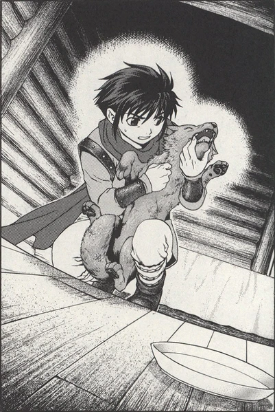 File:Kinnison struggles with his dog.jpg